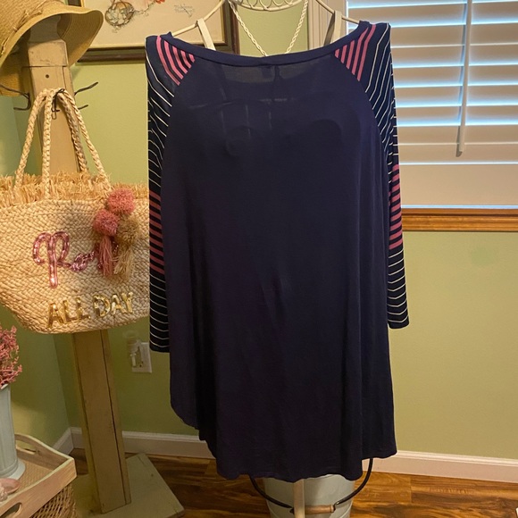 Emerald Knit Tunic w/Baseball Stripe Sleeves - Picture 3 of 6